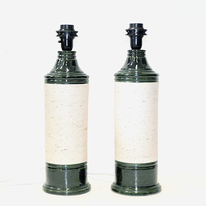 Pair of vintage B053 ceramic table lamps by Bergboms for Bitossi, Italy 1960