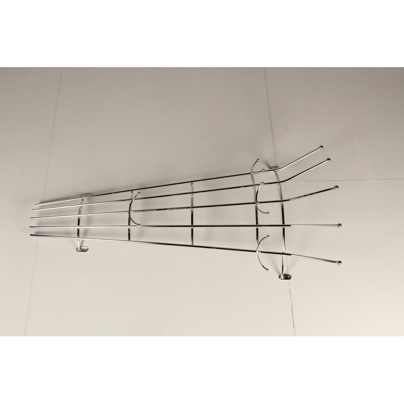 Vintage nickel-plated steel coat rack, 1980