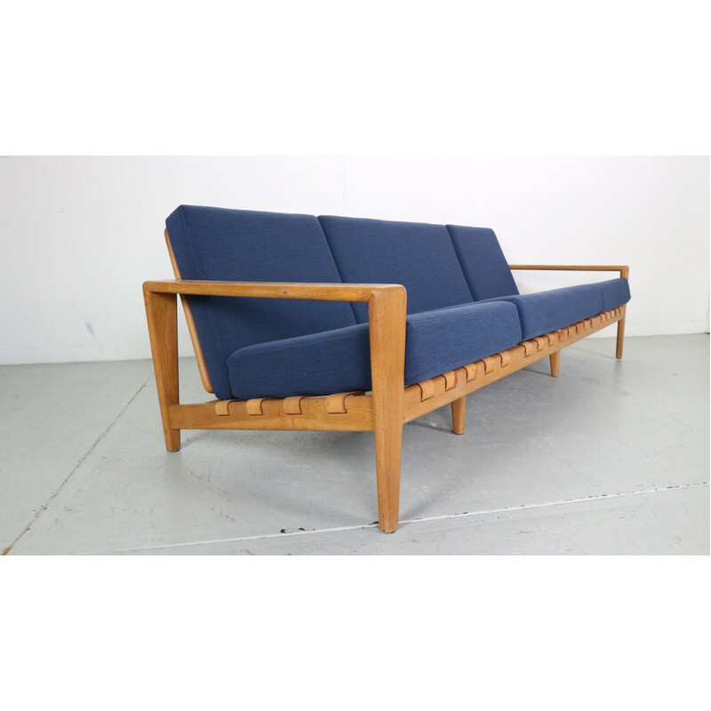 Vintage "Bodö" 3-seater sofa in oak and leather by Svante Skogh for Säffle Möbler, 1950