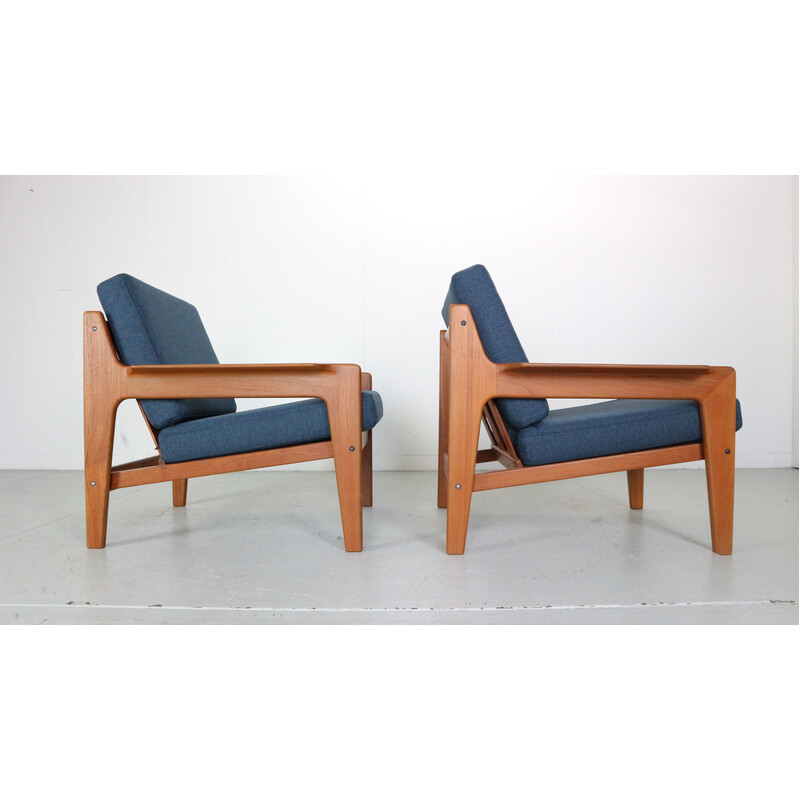 Paire de fauteuils vintage en bois de teck massif par Arne Wahl Iversen pour Komfort, Danemark 1960