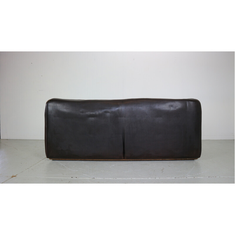 Vintage 2-seater sofa "DS-47" in dark brown buffalo leather for De Sede, Switzerland 1970