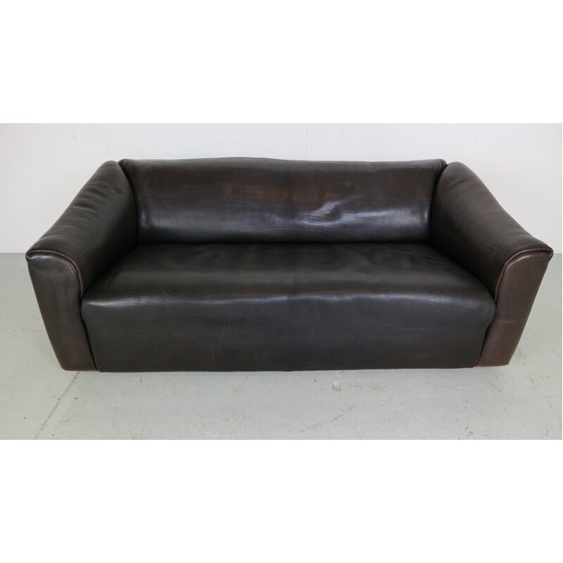 Vintage 2-seater sofa "DS-47" in dark brown buffalo leather for De Sede, Switzerland 1970