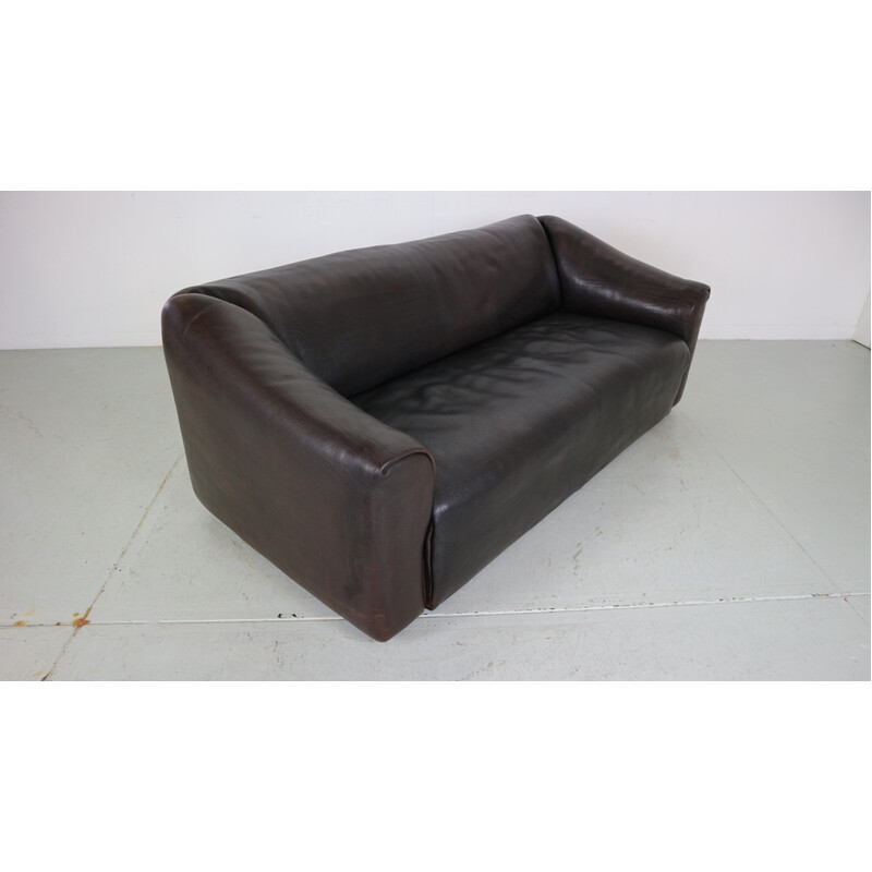 Vintage 2-seater sofa "DS-47" in dark brown buffalo leather for De Sede, Switzerland 1970