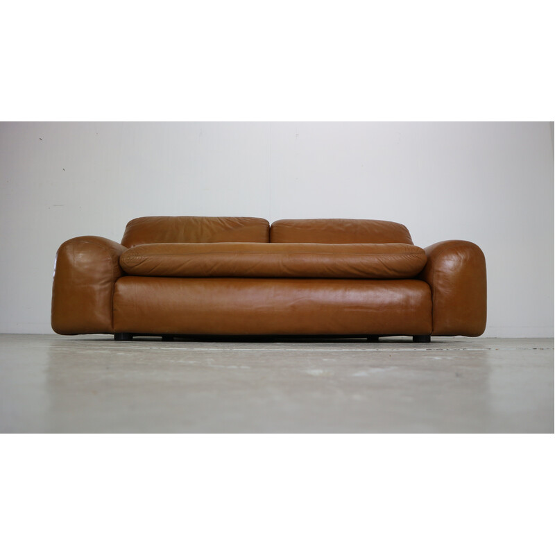 Vintage "Bengodi" leather sofa by Cini Boeri for Aflex, Italy 1970