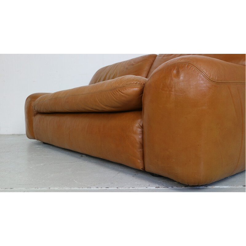 Vintage "Bengodi" leather sofa by Cini Boeri for Aflex, Italy 1970