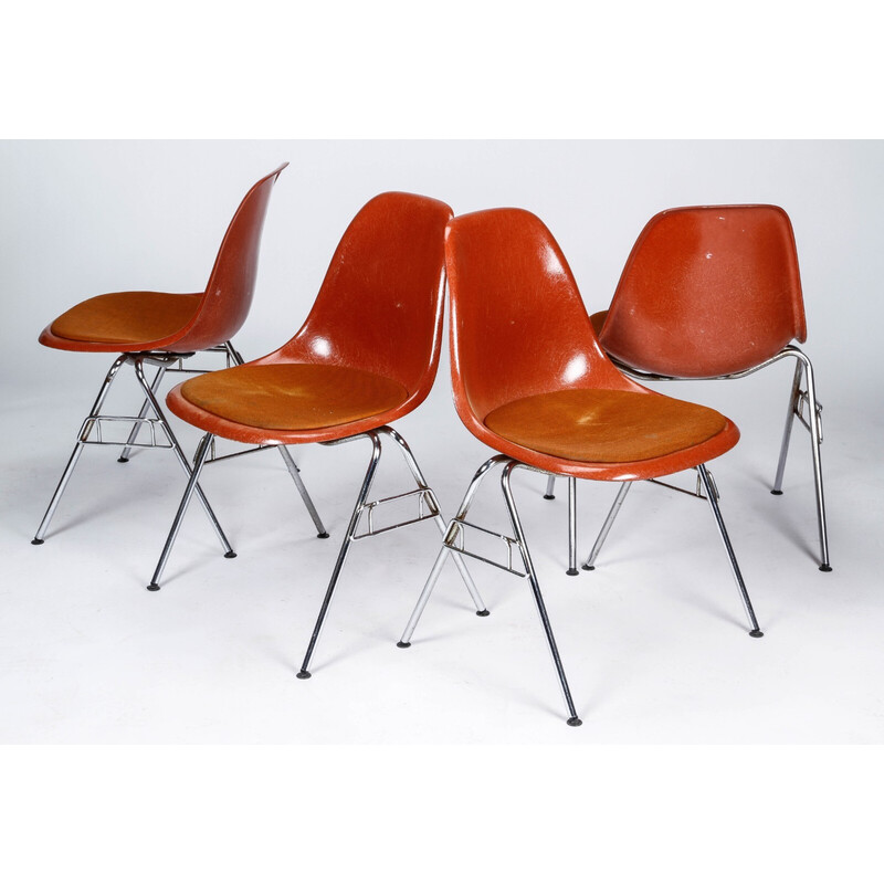 Lot de 4 chaises vintage Dss en fibre de verre par Charles et Ray Eames pour Herman Miller, 1948