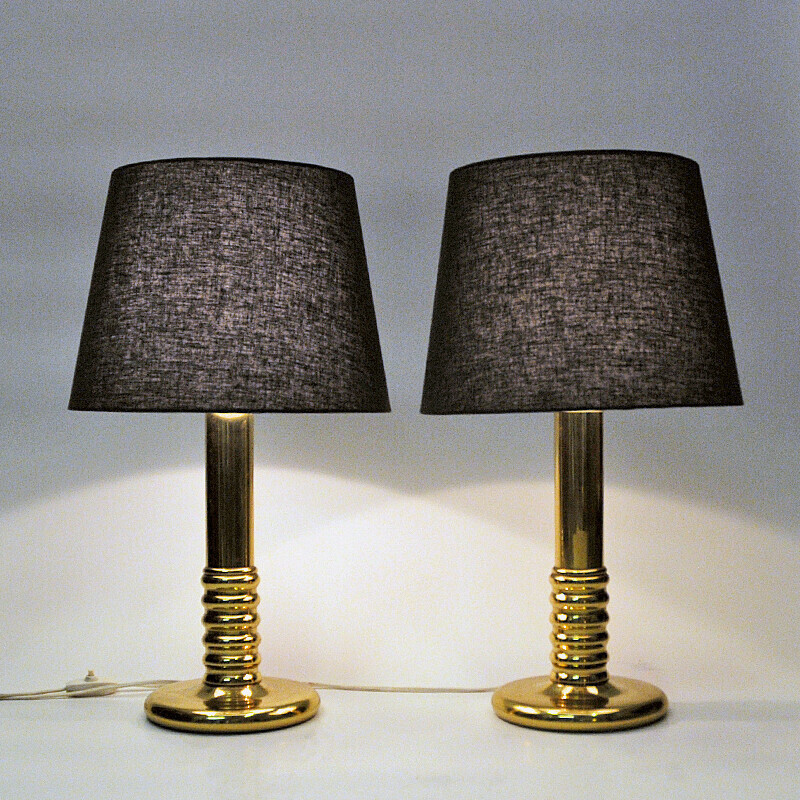 Paire de lampes de table vintage IA typ 1723 en laiton, Suède 1970