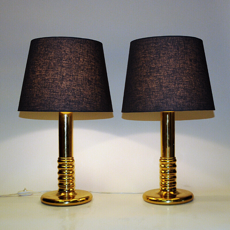 Pair of vintage IA typ 1723 table lamps in brass, Sweden 1970
