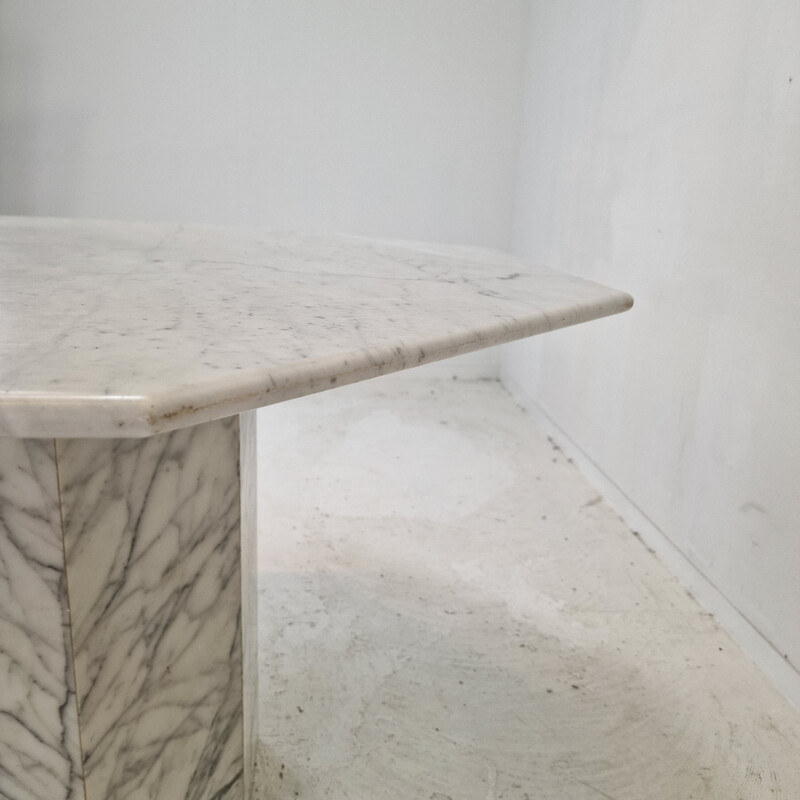Vintage octagonal dining table in Carrara marble, Italy 1960