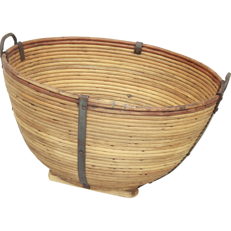 Vintage wicker and iron basket, Germany 1950