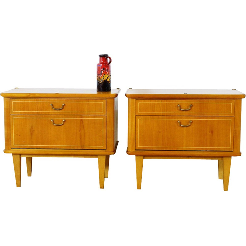 Pair of small cherrywood nightstands - 1960s