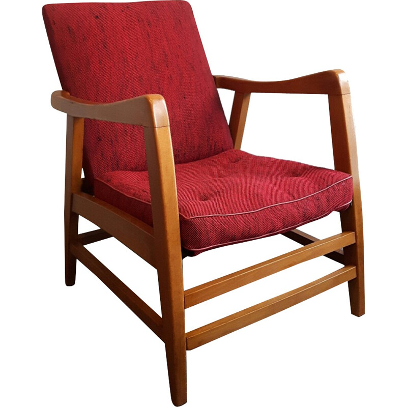 Mid-century red Free-span armchair - 1950s