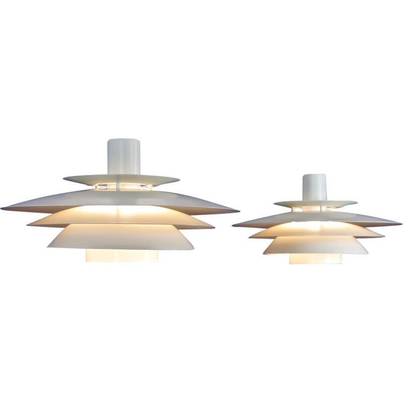 Set of 2 danish pendants in off-white from Toplight, 1960s