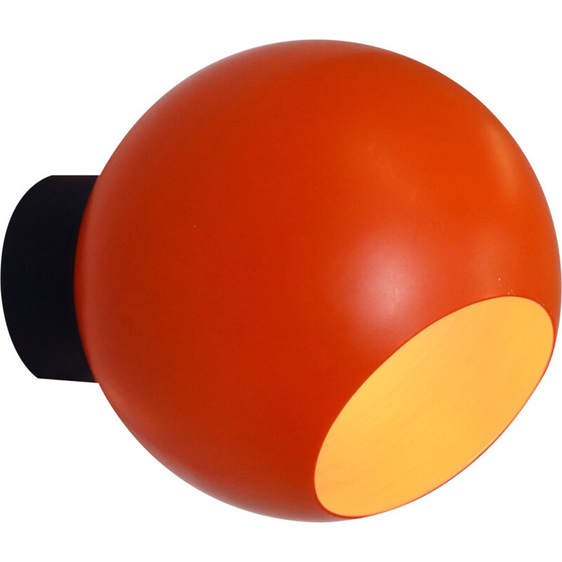 Orange space age globe wall light - 1970s