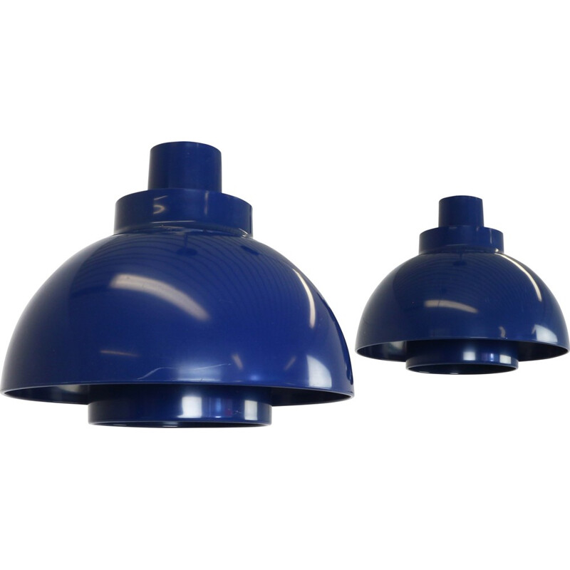 Set of two Blue Minisol hanging lamps by K. Kewo for Nordisk Solar - 1960s