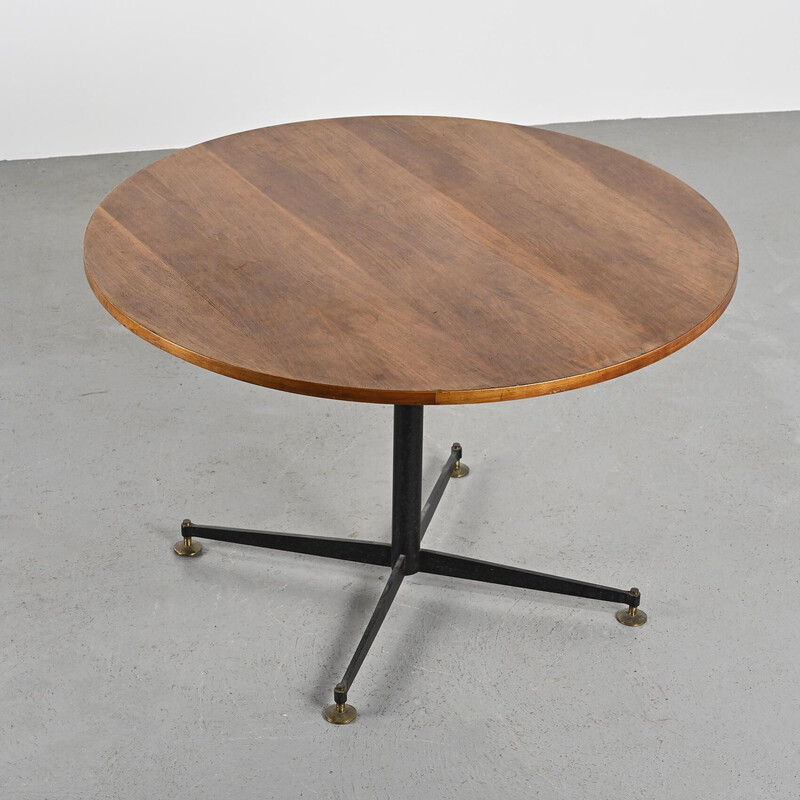 Vintage dining table in black metal and teak for Fratelli Tagliablue, Italy 1965