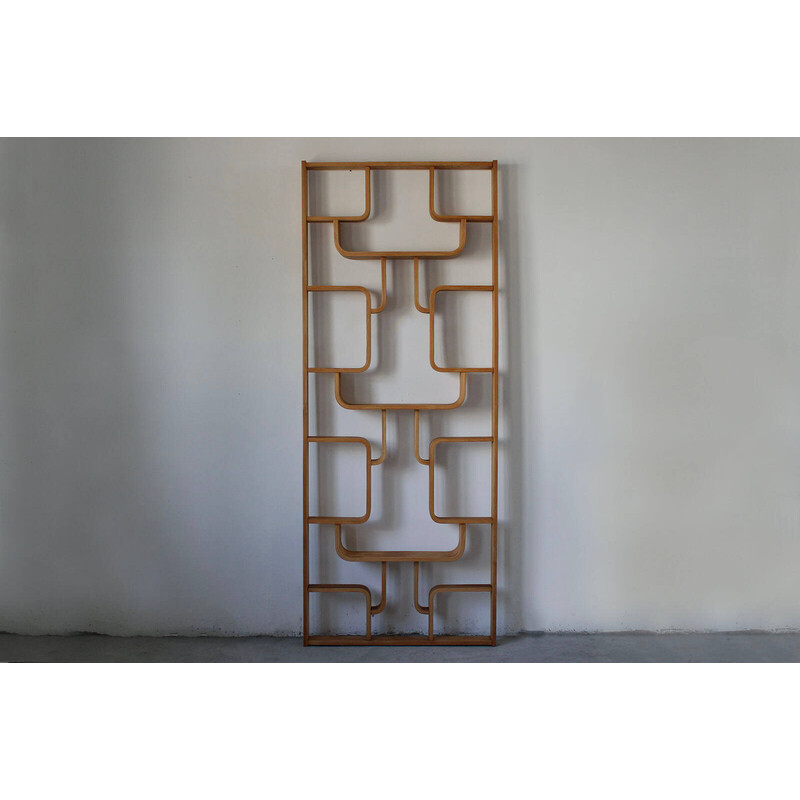 Vintage curved plywood wall unit by Ludvig Volak for Drevopodnik Holesov, Czechoslovakia 1960