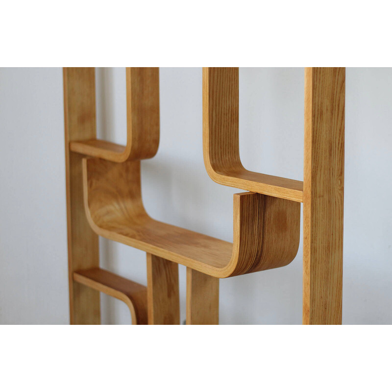 Vintage curved plywood wall unit by Ludvig Volak for Drevopodnik Holesov, Czechoslovakia 1960