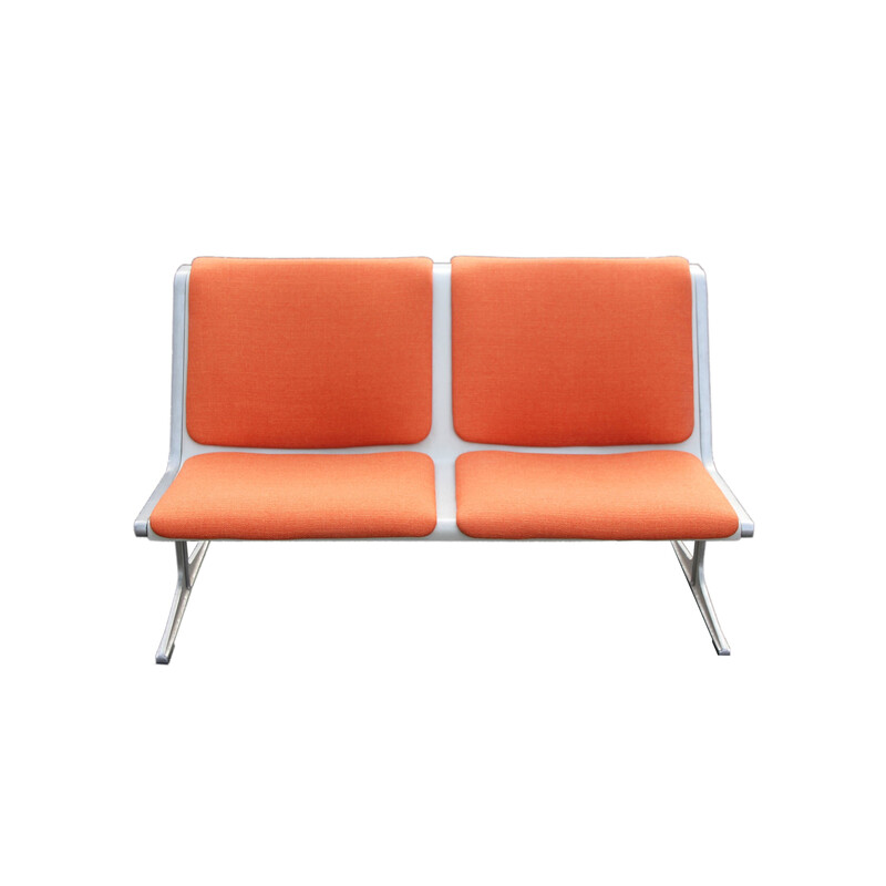 Vintage 2-seat bench in fiberglass and aluminum by Friso Krame for Wilkhahn, 1972