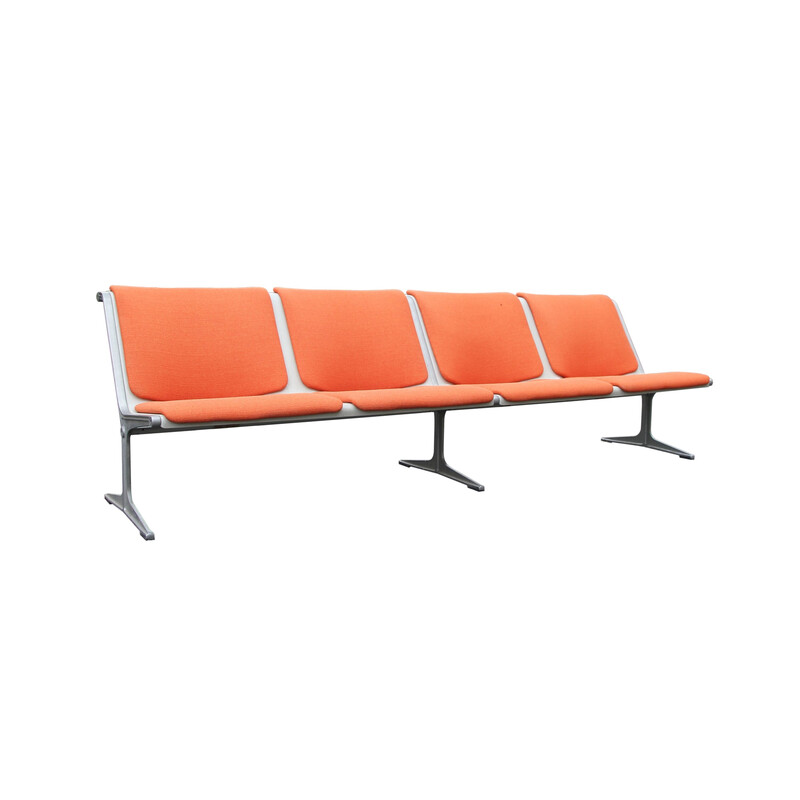 Vintage 2-seat bench in fiberglass and aluminum by Friso Krame for Wilkhahn, 1972