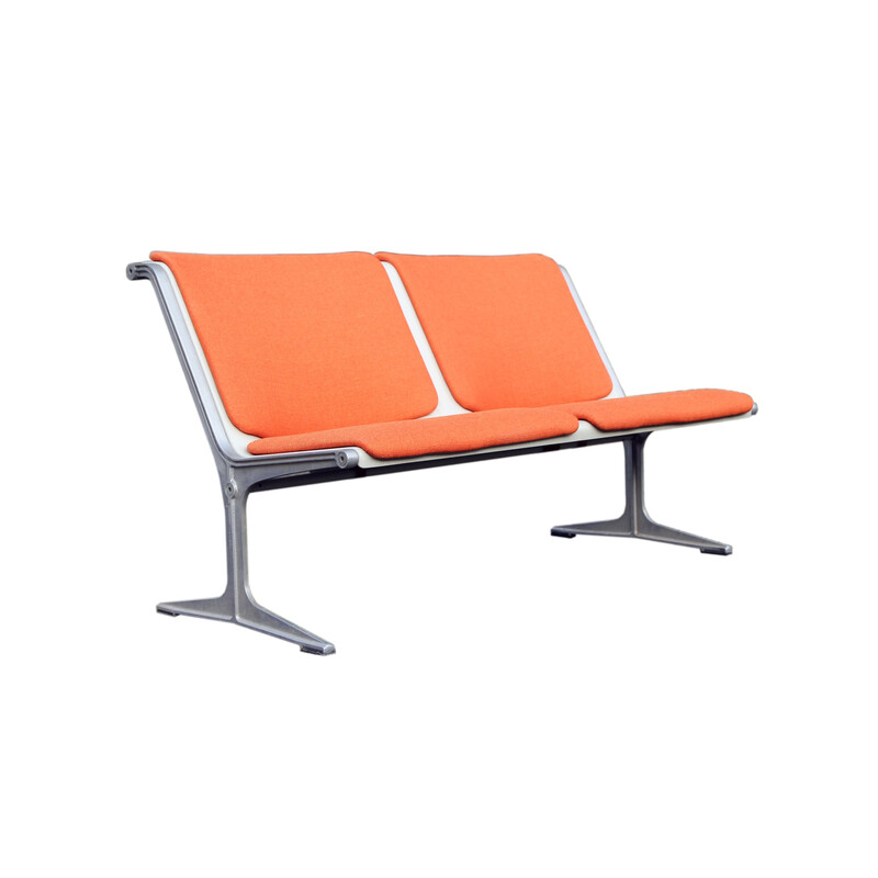 Vintage 2-seat bench in fiberglass and aluminum by Friso Krame for Wilkhahn, 1972