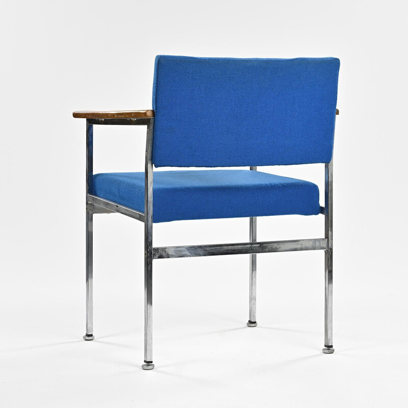 Paire de fauteuils vintage en métal chromé et laine pour Forfrance, 1960