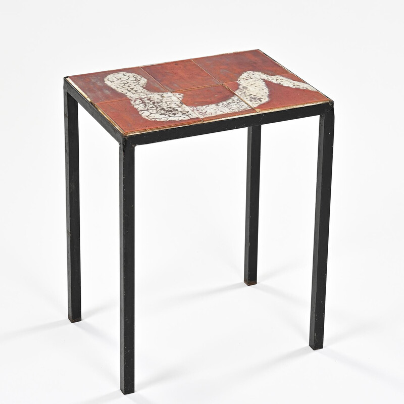 Vintage metal and lava stone table, France 1960