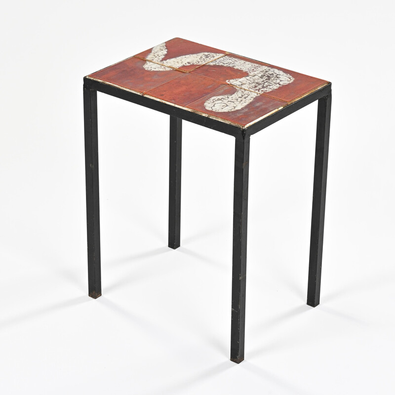 Vintage metal and lava stone table, France 1960
