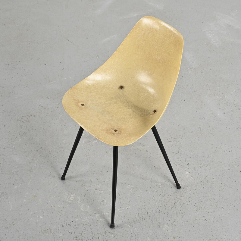 Vintage "Coccinelle" fiberglass chair by René Jean Caillette, France 1950