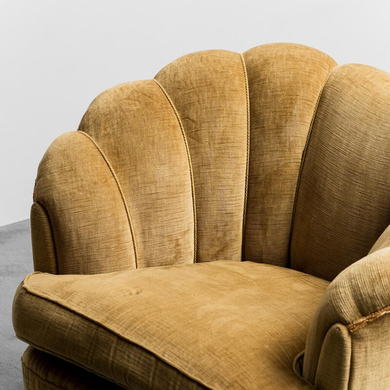 Paire de fauteuils vintage Isa en velours et laiton beige par Gio Ponti, 1950
