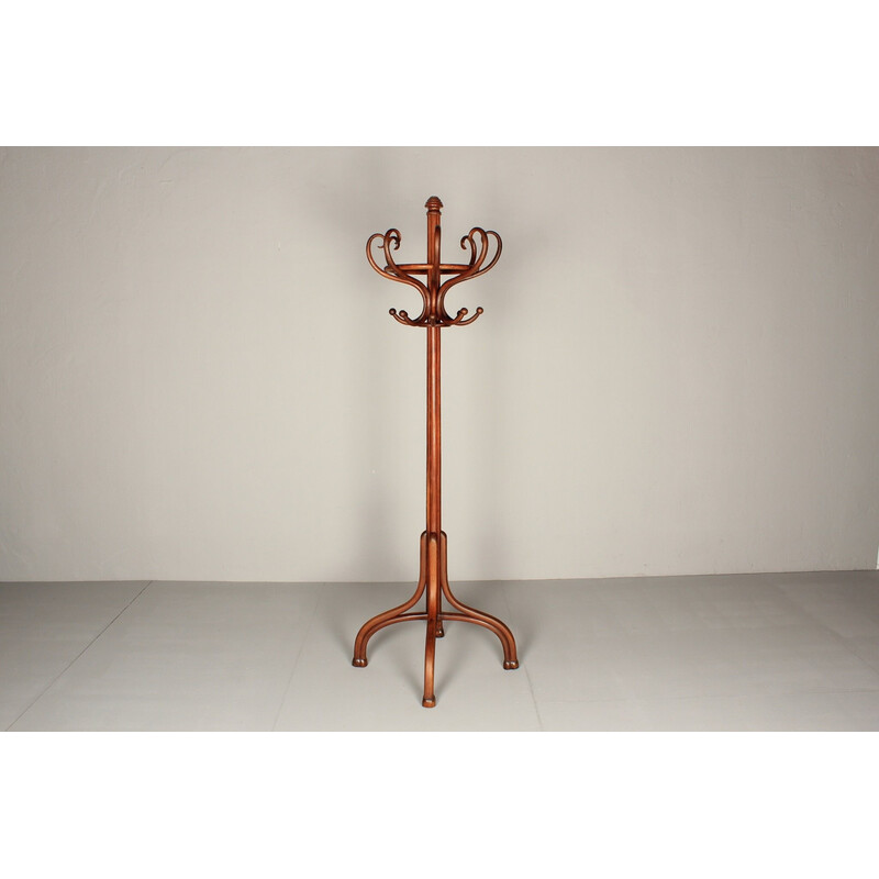 Vintage stained beech coat rack, 1900