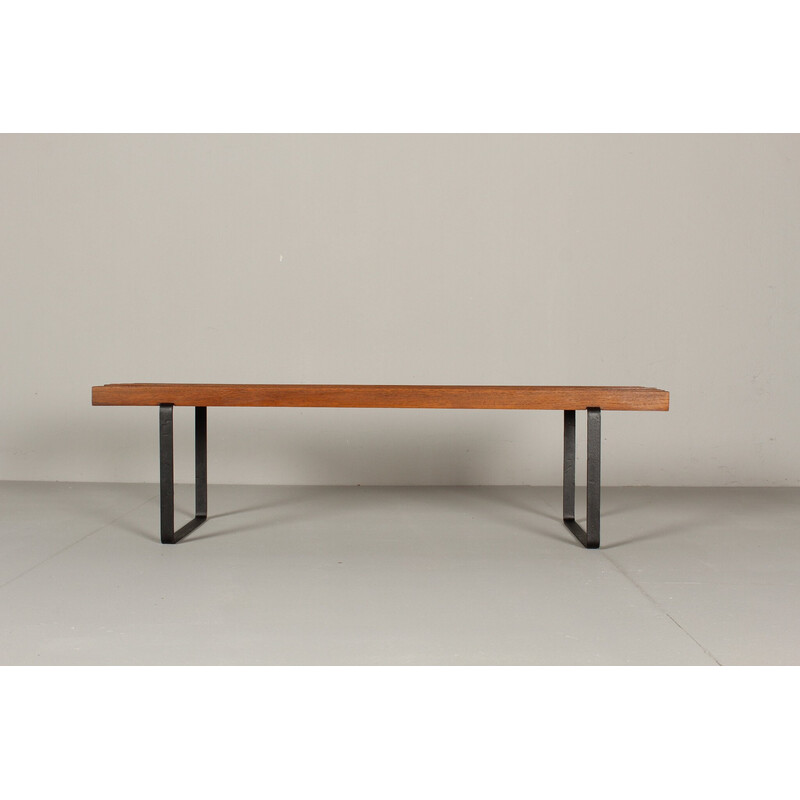 Vintage bench in solid wood and iron, 1960