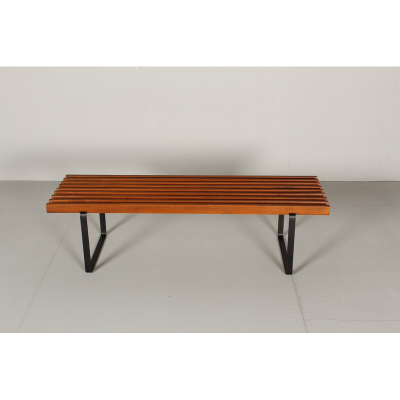 Vintage bench in solid wood and iron, 1960