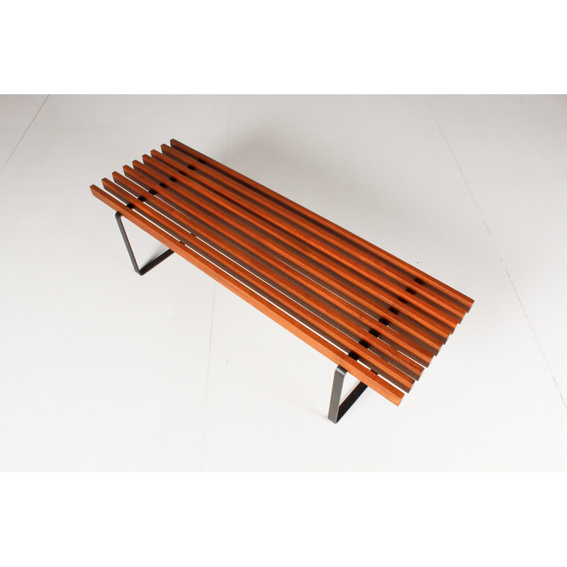 Vintage bench in solid wood and iron, 1960