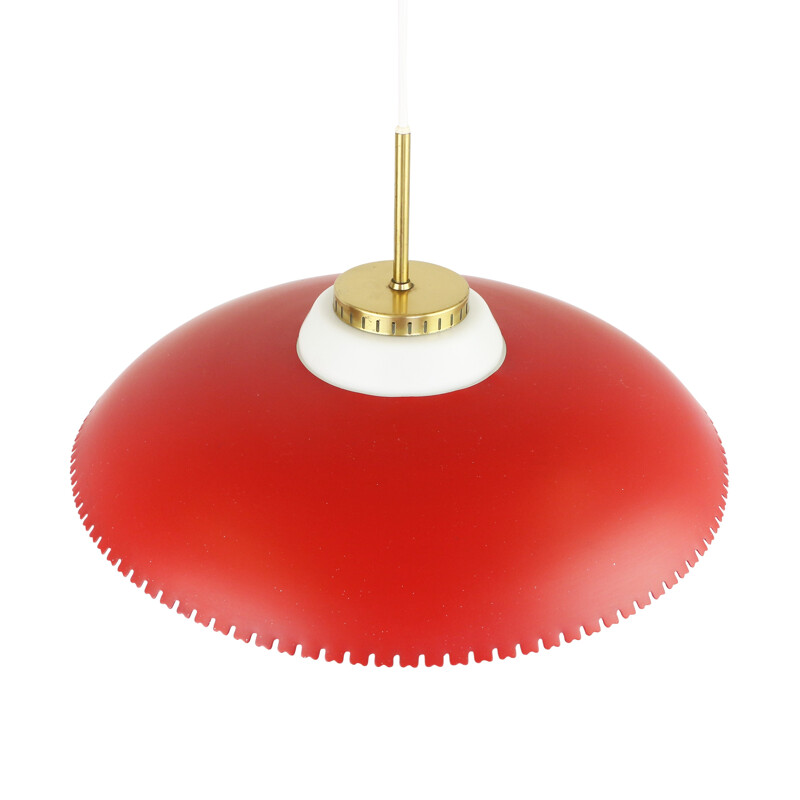 Red P-443 pendant by Lyfa Denmark - 1950s