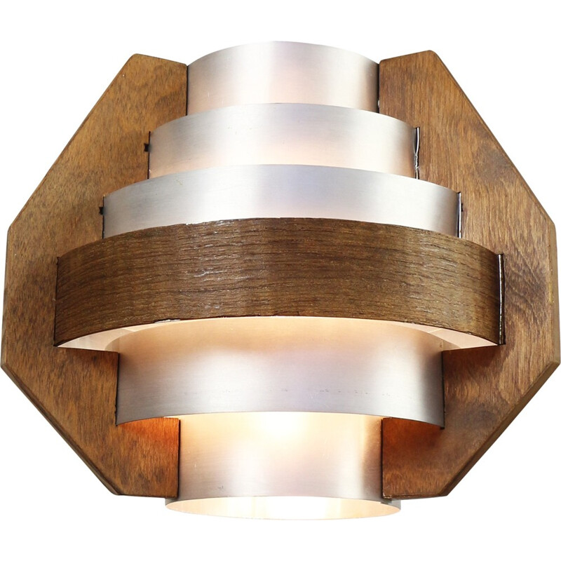 Multilayer pendant by Hans Agne Jakobsson made of aluminium and wood, 1960s