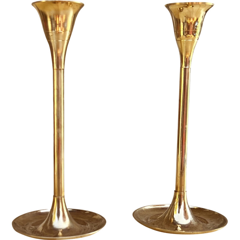 Vintage brass candle holders, Sweden 1970