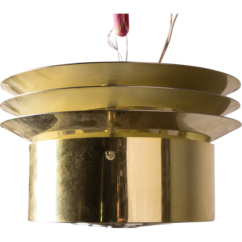 Vintage T742 pendant lamp in brass and metal by Hans Agne Jakobson, Denmark 1960