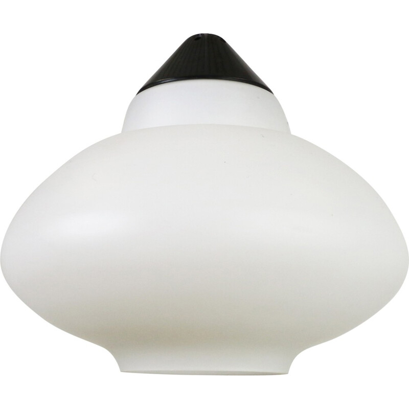Black and white milk glass pendant by Philips Holland - 1960s