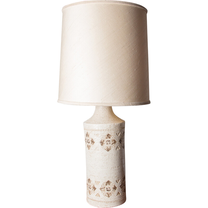 Vintage table lamp in beige enamelled stoneware by Bitossi for Bergboms, Denmark 1960