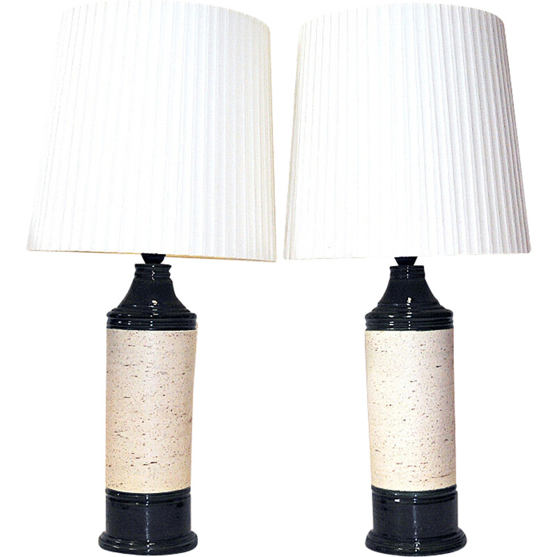 Pair of vintage B053 ceramic table lamps by Bergboms for Bitossi, Italy 1960