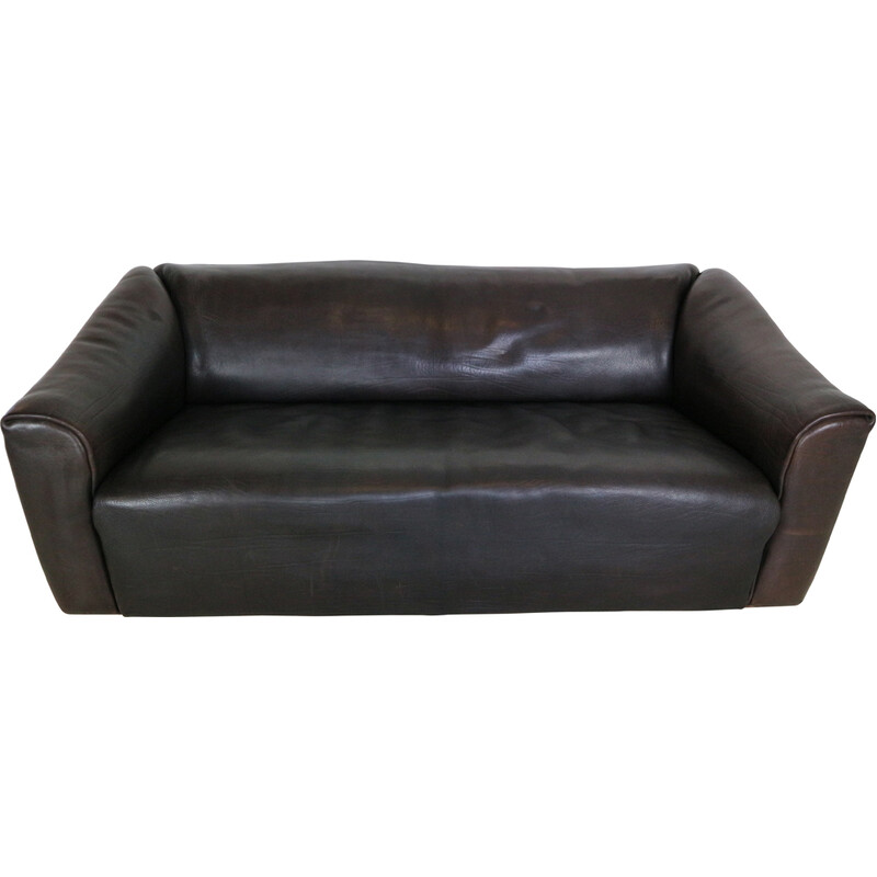 Vintage 2-seater sofa "DS-47" in dark brown buffalo leather for De Sede, Switzerland 1970