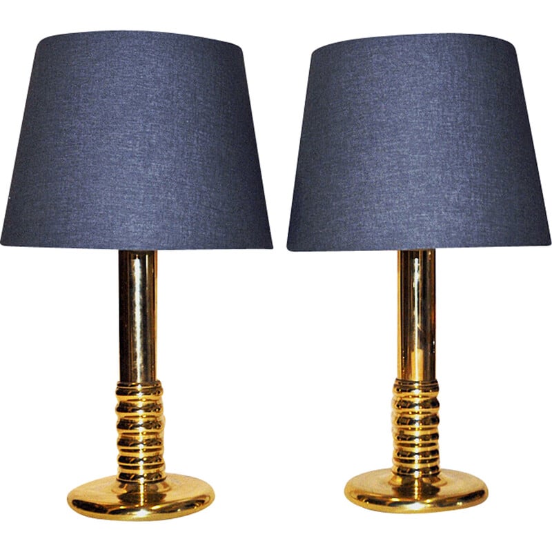 Pair of vintage IA typ 1723 table lamps in brass, Sweden 1970