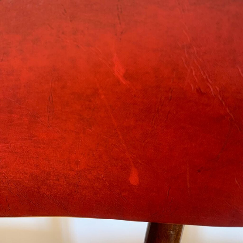 Par de cadeiras vintage em faia vermelha e skai