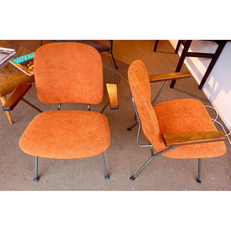 Paire de fauteuils en tissu, W.H GISPEN - années 50
