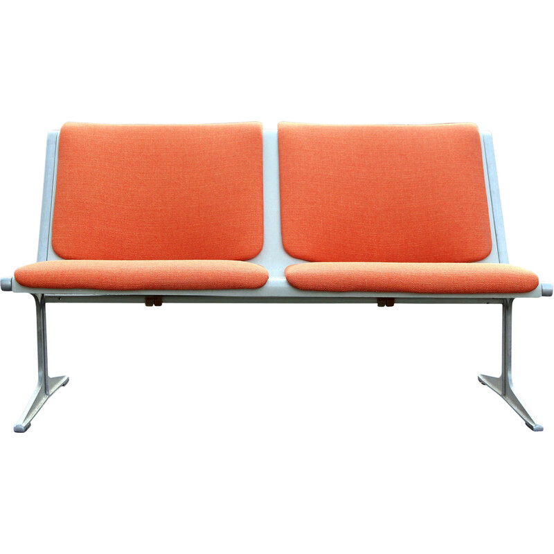 Vintage 2-seat bench in fiberglass and aluminum by Friso Krame for Wilkhahn, 1972