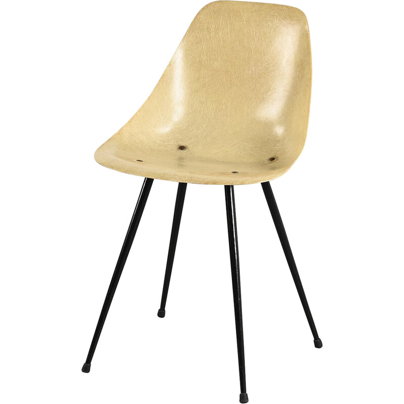 Vintage "Coccinelle" fiberglass chair by René Jean Caillette, France 1950