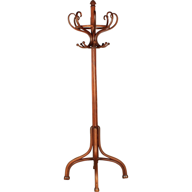 Vintage stained beech coat rack, 1900