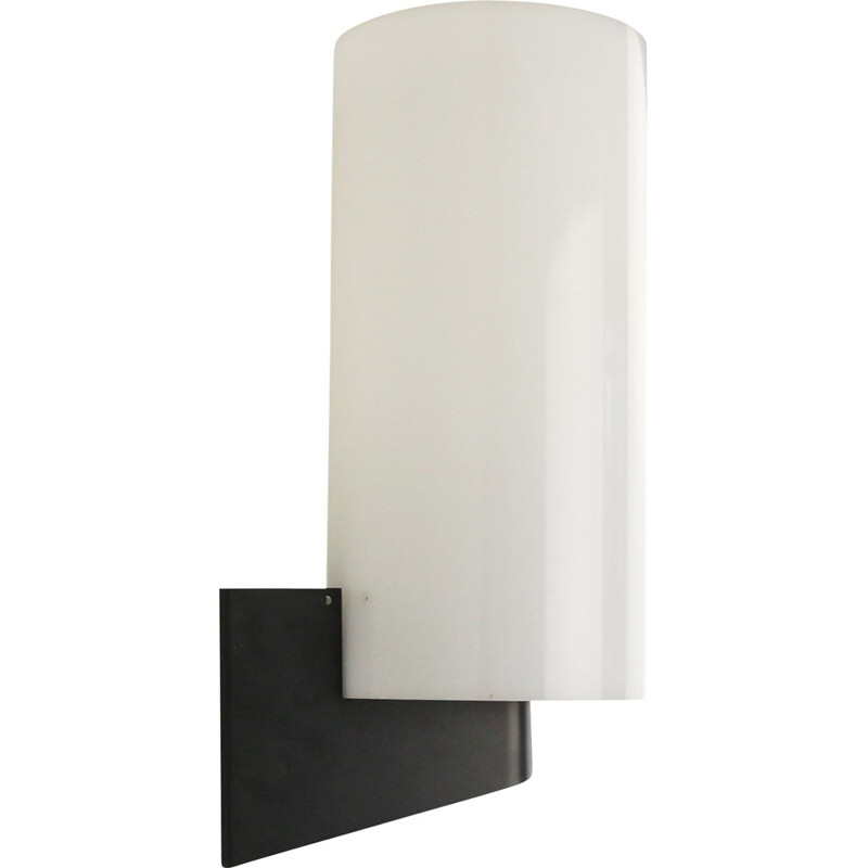 Modern black and white wall light made of metal and acrylic - 1960s
