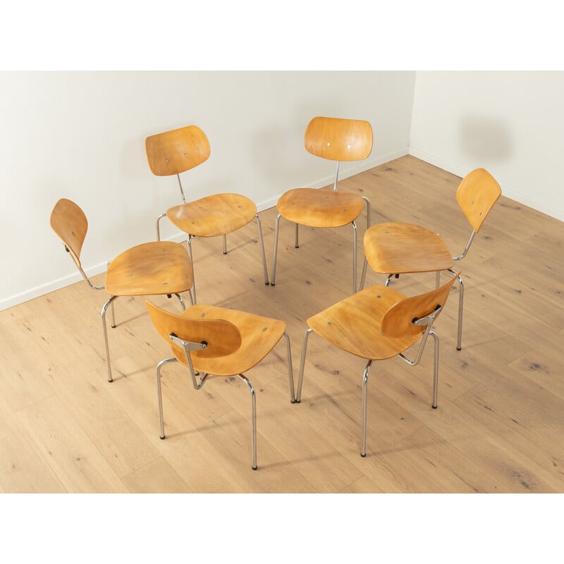 Vintage SE 68 beech plywood chairs by Egon Eiermann for Wilde and Spieth, Germany 1950
